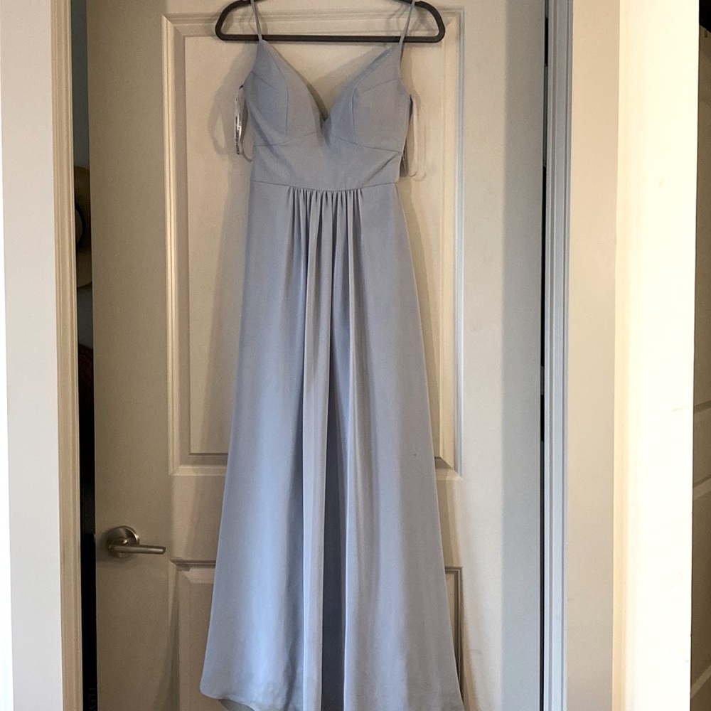 Mori Lee Bridesmaid Dress- Dust Grey/Blue- Size 4